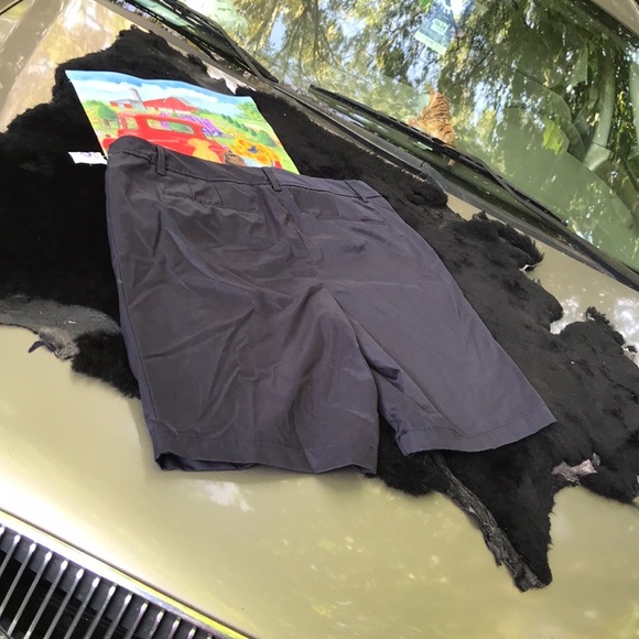 NWT Studio II Navy Blue Twill Khaki Walking Shorts 14 Polyester Cotton Blend - Picture 8 of 10